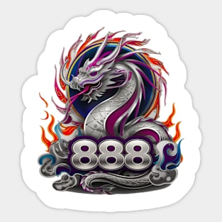 "Dragon's Ascendance: Celestial 888 Ukiyo-e" - Chinese Zodiac Dragon Sticker